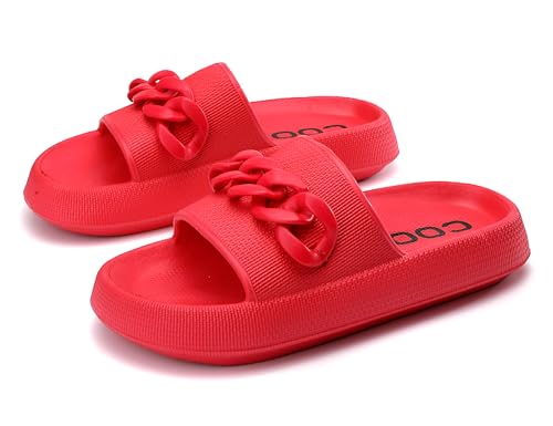 AX BOXING Badelatschen Damen Sommer Schlappen Rutschfest Plattform Badeschlappen Weich Hausschuhe Indoor Outdoor Slippers Größe 36-41 EU(Rot03,41 EU) von AX BOXING