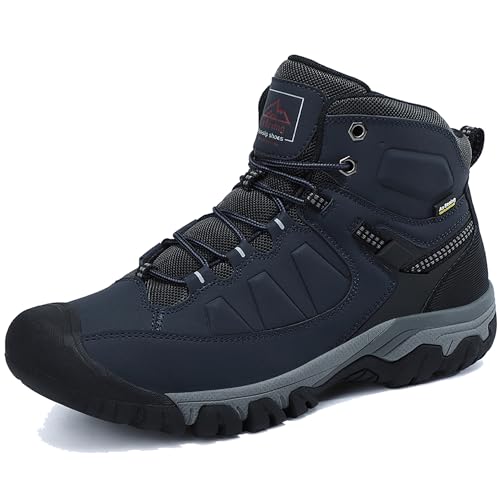 AX BOXING Winterschuhe Herren Wanderschuhe Warm Gefüttert Wanderstiefel Winterstiefel Draussen Rutschfeste Schneestiefel Trekkingschuhe 41-46 EU (1_Blau, 43 EU) von AX BOXING