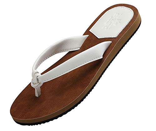 AX BOXING Flip Flops Damen Badelatschen Sommer Bequem Zehentrenner Flache Rutschfest Badeschlappen Drinnen Draußen Größe 36-41 EU (Weiß_08,41 EU) von AX BOXING