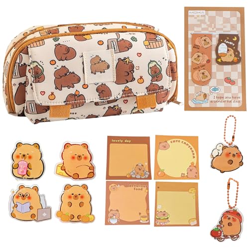 AXERHK Capybara Federmäppchen, Schulsachen, 13 STÜck Federmäppchen Clip Haftnotizen Lesezeichen Acryl Anhänger, Groß Federtasche mit Fächer Stoff für Studenten Geschenk Schule Bürobedarf Schulsachen AXERHK Capybara Federmäppchen, Schulsachen, 13 STÜck Federmäppchen Clip Haftnotizen Lesezeichen Acryl Anhänger, Groß Federtasche mit Fächer Stoff für Studenten Geschenk Schule Bürobedarf Schulsachen von AXERHK