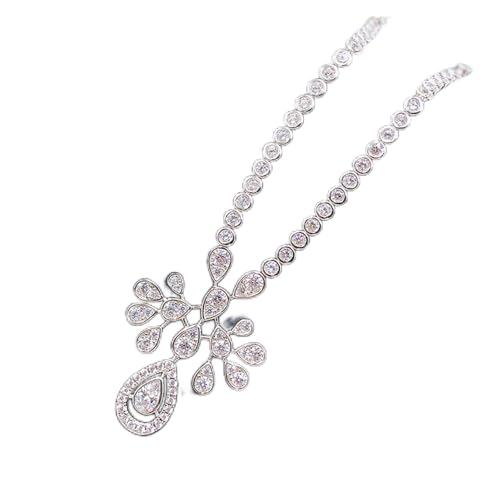 AXHNGUQB Ketten für Damen Neue Luxus 925 Sterling Silber Hochzeit Engagement Schmuck Sets for Freundin Charms Lab Diamond Hanging Ohrringe Halskette Geschenk erfüllen (Color : 45cm, Size : Necklace) von AXHNGUQB