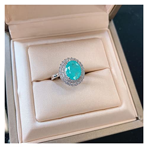 Ketten für Damen Vintage massives 925 Sterling Silber Paraiba Turmalin Gesmtone Anhänger/Halskette/Ohrringe/Ring Edles Schmuckset for Frauen erfüllen ( Color : 45cm-resizable , Size : Necklace ) von AXHNGUQB