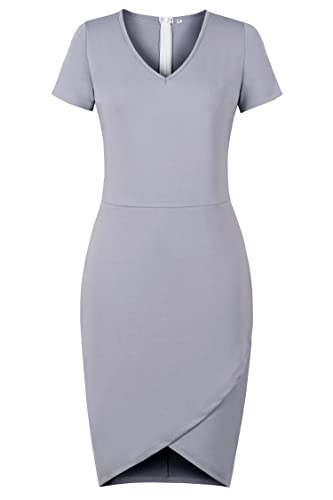 AXOE Damen Bleistiftkleid Business Cocktail Kleid Elegant Knielang Sommer Graue, Gr.34, S von AXOE