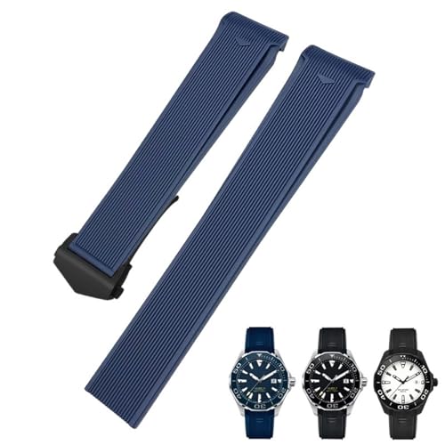 AXPTI 20 mm / 22 mm Gummi-Silikon-Uhrenarmband, passend für Tag Heuer F1 Carrera Aquaracer 300 WAY201A WAY211C Uhrenarmbänder Zubehör, 20 mm, Achat von AXPTI