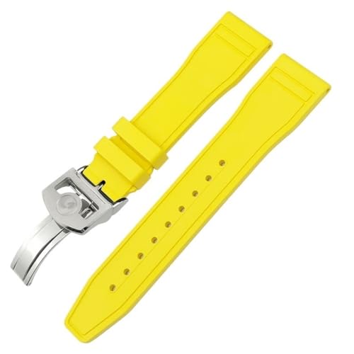 AXPTI 21 mm weiches Fluorkautschuk FKM Uhrenarmbänder 20 mm 22 mm für IWC Big Pilot Portofino Top Gun Naturkautschuk-Uhrenarmbandwerkzeuge (Farbe: Yellow Earth, Größe: 22 mm) von AXPTI