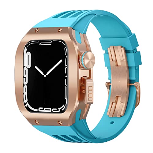 AXPTI Uhrengehäuse aus Titanlegierung, Fluorkautschuk, Modifikationsset, für Apple Watch 8, 7, 6, 5, 4, SE, 45 mm, 44 mm, Ersatz-Uhrenarmband-Set, 44mm, Achat von AXPTI