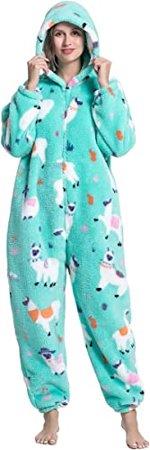 AXZDTH Übergroße Sherpa Fleece tragbare Einteiler Jumpsuit Plüsch Onesie Schlafoverall Pyjama Warm Strampelanzug Warm Plüsch Hoodie Nachtwäsche Für Damen und Herren Kinder M von AXZDTH