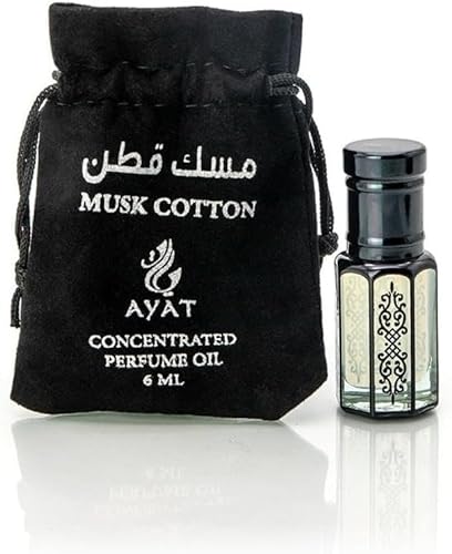 AYAT PERFUMES Duftöl Moschus Baumwolle, 6 ml, arabischer Duft, hergestellt in Dubai, Parfüm-Extrakt/Attar für einen langanhaltenden Geruch, Moschus-Halal, für Damen und Herren, ohne Alkohol, Moschus von AYAT PERFUMES