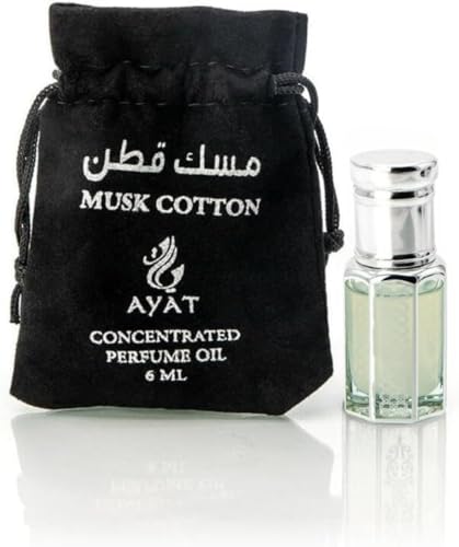 AYAT PERFUMES Duftöl Moschus Cotton, 6 ml, arabischer Duft, hergestellt in Dubai, Parfüm-Extrakt/Attar für einen langanhaltenden Geruch, Moschus-Halal, für Damen und Herren, ohne Alkohol, Moschus von AYAT PERFUMES