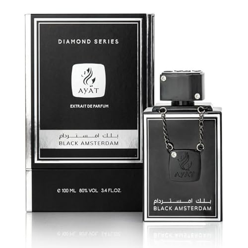 Ayat Perfumes Eau de Parfum Diamond Series 100 ml Parfum für Herren – Duft Dubai – hergestellt in den Vereinigten Arabischen Emiraten – ein sinnlicher orientalischer Duft (BLACK AMSTERDAM) von AYAT PERFUMES