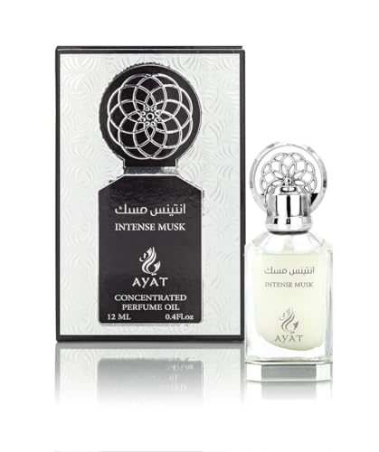 Ayat Perfumes - Parfümöl 12 ml - Parfüm-Extrakt ohne Alkohol, hochwertiger Moschus, Unisex, Orientalisch, Arabisch, Oud, Natürlich, Amber, Duft: Dubai (Intense Moschus, 12 ml) von AYAT PERFUMES