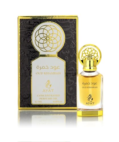 Ayat Perfumes - Parfümöl 12ml - Parfüm-Extrakt ohne Alkohol, hochwertiger Moschus, Unisex, Orientalisch, Arabisch, Oud, Natürlich, Amber, Duft: Dubai (Oud Khamrah 12ml) von AYAT PERFUMES