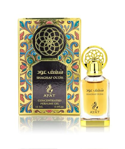 Ayat Perfumes - Parfümöl 12ml - Parfüm-Extrakt ohne Alkohol, hochwertiger Moschus, Unisex, Orientalisch, Arabisch, Oud, Natürlich, Amber, Duft: Dubai (Shaghaf Oud 12ml) von AYAT PERFUMES