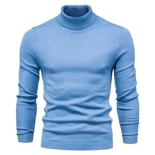 AYAZER 2023 Neue Winter-Rollkragenpullover, dick, Herrenpullover, lässig, Rollkragen, einfarbig, Qualität, warm, schlank, Rollkragenpullover, Pullover für Herren, Hellblau, S von AYAZER