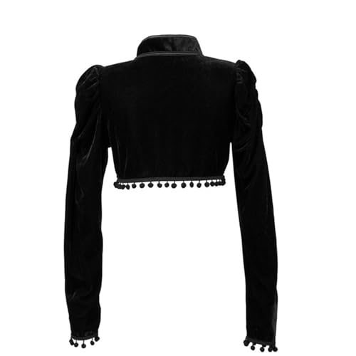 AYAZER Gothic Schwarzer Samt Kurze Steampunk Crop Jacke Langarm Damen Party Bolero Viktorianischer Mantel Vintage Korsett Zubehör Outerwe-Schwarz-L von AYAZER