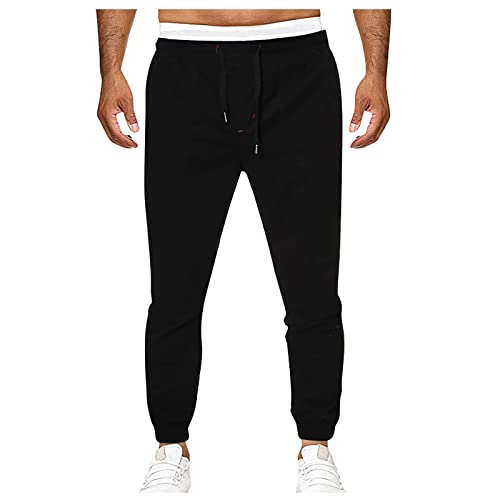 AYAZER Jogginghosen für Herren, Trekkinghose Herren Zip Off Joggers Camo Male Schlicht Frühling Gemütlich Straight Clubbing mit Schlitz Modernee Männer Übergrößen Kordelzug Ripstop Schwarz L von AYAZER