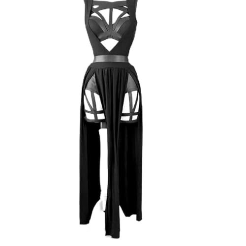 AYAZER Vintage Gothic Club Sexy Sommerrock-Set für Damen, ärmellos, schwarzes Korsett, abgeschnittenes Bandage-Höschen, Netz-Schlitzrock, 3er-Set, Schwarz, S von AYAZER