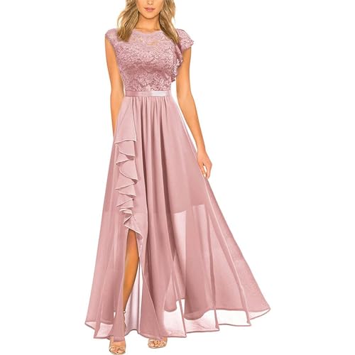 Kleid Abendkleid Spitze Hohe Taille Langer Rock-Rosa-XL von AYAZER