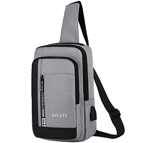 AYGCI Brusttasche Herren Sling Schulter Rucksack Klein Umhängetasche Sling Bag Damen Crossbody Bag Herren Messengertasche Schultertasche mit USB-Ladeanschluss für Arbeit Radfahren Bergsteigen Reisen von AYGCI