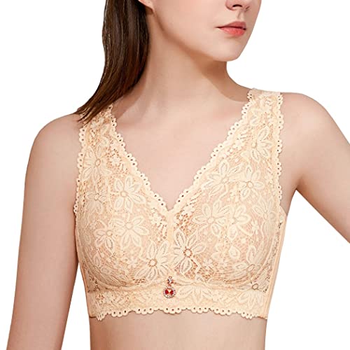 AYGCI Damen BH Minimizer Push Up BH ohne Bügel Hautfarbe 100C große größen ultradünner BH Spitzen Wohlfühl Bustier von AYGCI