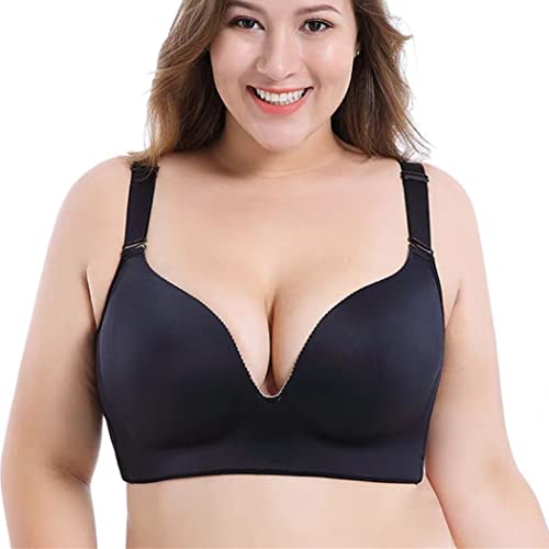 AYGCI Damen BH Minimizer ohne bügel große größen 100C Schwarz Push up BH T Shirt BH Breite Träger Bustier BH von AYGCI