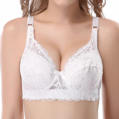 AYGCI Damen BH Minimizer ohne bügel große größen 85C Weiß Spitze Push up BH Wohlfühl Bustier von AYGCI