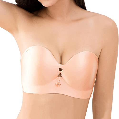 AYGCI Damen Bandeau BH Trägerloser T Shirt BH ohne bügel Ungefüttert Dehnbar Brust Wickeln Hautfarbe 110D große größen Bustier Push up Bralette von AYGCI