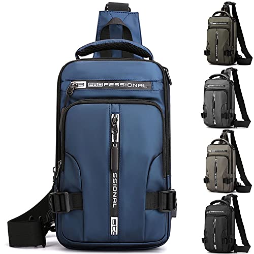 AYGCI Sling Bag Herren Brusttasche Umhängetasche Herren Crossbody Bag Wasserdichte Nylon Sling Rucksack Herren Damen Schultertasche mit USB-Ladeanschluss für Wandern, Radfahren, Bergsteigen, Reisen von AYGCI