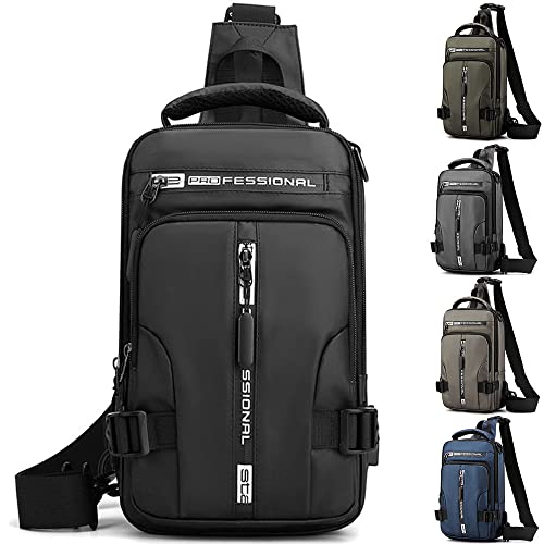 AYGCI Sling Bag Herren Brusttasche Umhängetasche Herren Crossbody Bag wasserdichte Nylon Sling Rucksack Herren Damen Schultertasche mit USB-Ladeanschluss für Wandern, Radfahren, Bergsteigen, Reisen von AYGCI