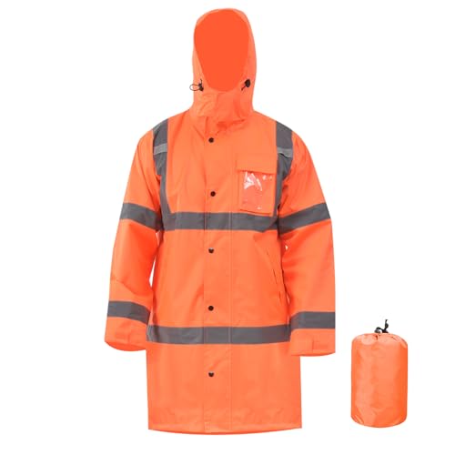 AYKRM Regenanzug warnschutz orange Herren Leichte Wasserdichte Warn Regenjacke von AYKRM