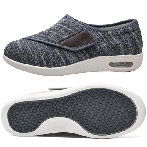 AZMAHT Damen Diabetiker Schuhe Herren Diabetiker Orthopädische Schuhe Senioren Schuhe Mit Klettverschluss Herren Diabetiker Hausschuhe,Darkgrey,37.5 EU von AZMAHT