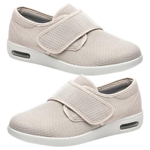 AZMAHT Diabetiker Ödem Schuhe Schuhe Für Geschwollene Füße Senioren Schuhe Therapieschuhe Gesundheitsschuhe Damen Mesh Atmungsaktiv Walking Sneakers breite füße Schuhe,Khaki,37 EU von AZMAHT