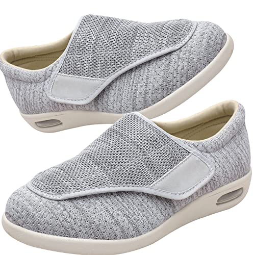 AZMAHT Diabetiker Schuhe Damen Extra Weit Schuhe Geschwollene Füße Diabetiker Schuhe Herren Geschwollene Füße Diabetes Walking Schuhe,Lightgrey,40.5 EU von AZMAHT