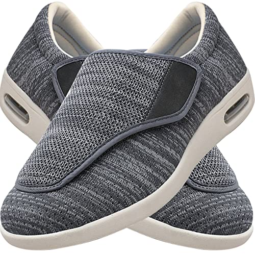 AZMAHT Diabetiker Schuhe Damen Mit Klettverschluss Herren Diabetiker ödeme Schuhe Diabetiker Schuhe Herren Klettverschluss Casual Medizinische Schuhe,Darkgrey,37 EU von AZMAHT