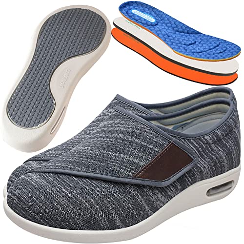 AZMAHT Herren Diabetiker Ödem Schuhe für Geschwollene Füße Senioren Schuhe Therapieschuhe Gesundheitsschuhe Mesh Atmungsaktiv Walking Sneakers,Darkgrey,41 EU von AZMAHT