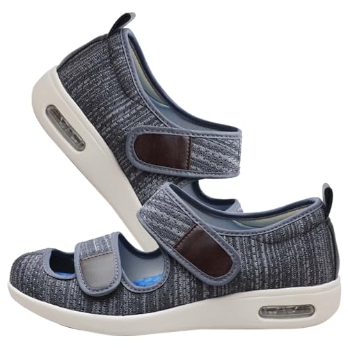 AZMAHT Klettsandale Verband- und Rehaschuhe Bequeme Schuhe Damen breite füße Atmungsaktive Mesh-Up-Plateau-Turnschuhe Diabetiker Schuhe extra weit Bequeme breite Herrenschuhe,Dark Gray,41 EU von AZMAHT