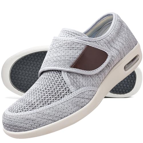 AZMAHT Plantarfasziitis Schuhe Herren breite Passform Walkingschuhe für Diabetiker orthopädische geschwollene Füße Unterstützung leicht bequem und atmungsaktiv,Light Gray,49 EU von AZMAHT