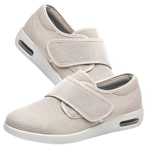 AZMAHT Schuhe Für Geschwollene Füße Senioren Schuhe Therapieschuhe Gesundheitsschuhe Damen Mesh Atmungsaktiv Walking Sneakers breite füße Schuhe atmungsaktive Schuhe Damen,Khaki,37 EU von AZMAHT