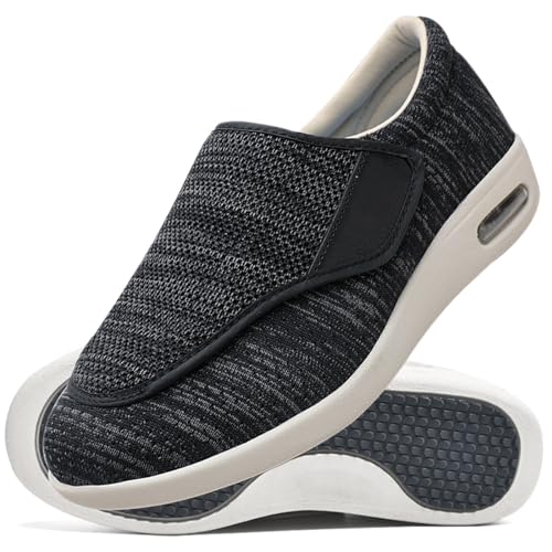 AZMAHT Turnschuhe Mit Klettverschluss Diabetiker Schuhe Herren Orthopädische Hausschuhe Extra Weit Freizeitschuhe Hallux Orthopädische Schuhe Herren,BlackGrey,40.5 EU von AZMAHT