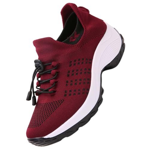 Herren Bequeme Schuhe Mokassins Schuhe Damen Sneaker für Frauen & Männer Bequem Atmungsaktive Leichtgewichts Fitness Turnschuhe Mit Fußgewölbeunterstützung,Rot,38/240mm von AZMAHT