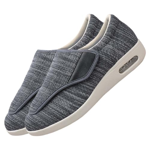 Herren Diabetiker Schuhe Herren Klettverschluss Schuhe Orthopädische Turnschuhe für Damen Diabetiker-Wanderschuhe Mesh Atmungsaktiv Sandals Air Cushion,Dark Gray,39 EU von AZMAHT