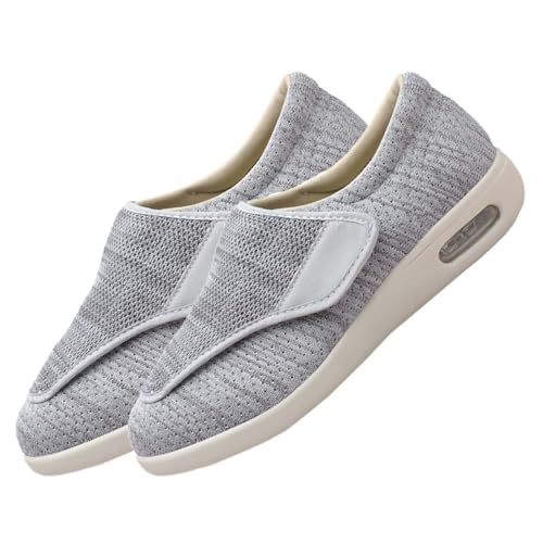 Herren Diabetiker Schuhe Herren Klettverschluss Schuhe Orthopädische Turnschuhe für Damen Diabetiker-Wanderschuhe Mesh Atmungsaktiv Sandals Air Cushion,Light Gray,42 EU von AZMAHT