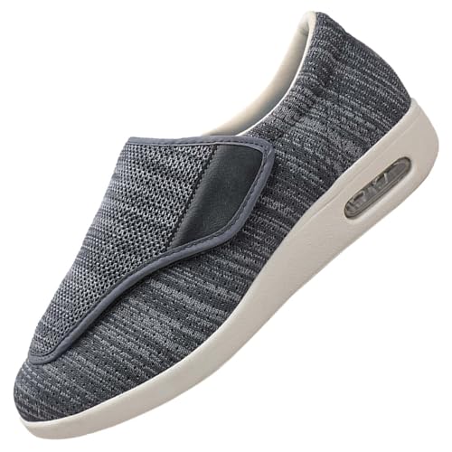 Herren Diabetiker Schuhe Herren Klettverschluss Schuhe Orthopädische Turnschuhe für Damen Geschlossene Sandalen Diabetiker Leichte Luftkissen Mesh Turnschuhe,Dark Gray,35 EU von AZMAHT