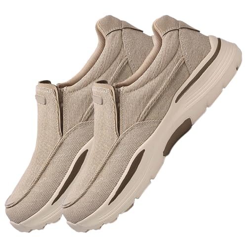 Herren Schuhe zum reinschlüpfen ohne schnürsenkel Hallenschuhe Herren Low-Top Sneaker Diabetiker-Wanderschuhe Mesh Atmungsaktiv Sandals Air Cushion,Khaki,45/275mm von AZMAHT