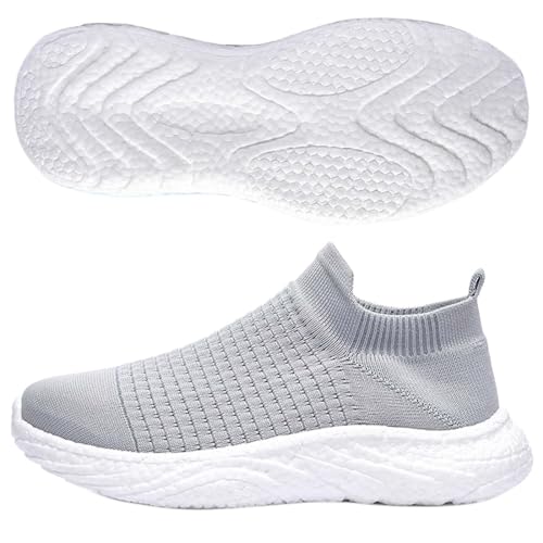 Sneaker für Frauen & Männer Samtstrickschuhe Slip-On-Schuhe orthopädische Schuhe Sneaker Sportschuhe für Damen Bequeme Schuhe Damen sockenschuhe Damen,Gray 01,41EU von AZMAHT