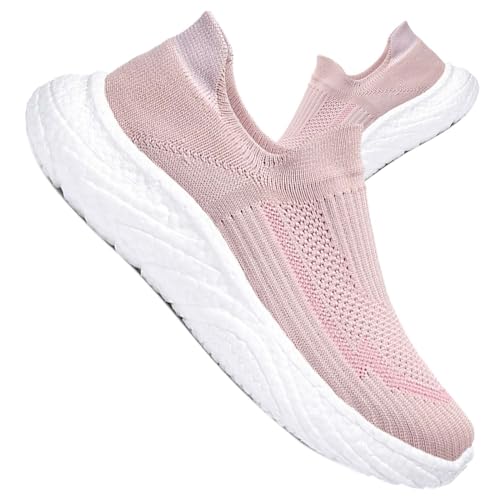 Sneaker für Frauen & Männer Sneaker Sportschuhe für Damen Bequeme Schuhe Damen sockenschuhe Damen Outdoor-Walking-Shoes atmungsaktive Schuhe Damen,Rosa,36.5EU von AZMAHT