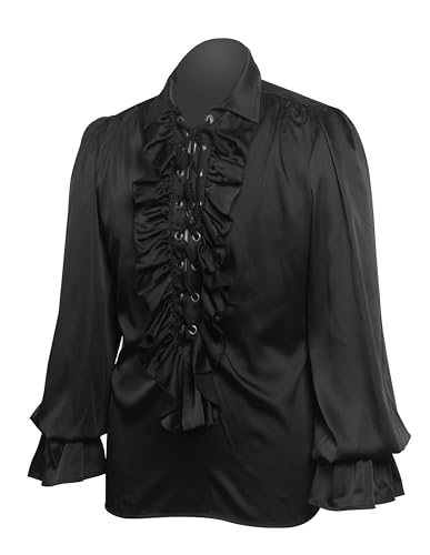 AZSPS Herren Vintage Rüschenkragen Langarm Hemd Komfort für Halloween Themenveranstaltungen, Schwarz, Mittel AZSPS Herren Vintage Rüschenkragen Langarm Hemd Komfort für Halloween Themenveranstaltungen, Schwarz, Mittel von AZSPS