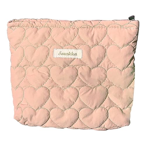 AZURAOKEY Make-up-Tasche mit Reißverschluss, gesteppt, Baumwolle, Make-up-Tasche, Kokette, Make-up-Tasche, weiche Clutch-Kosmetiktasche, große Kapazität, for Frauen und Mädchen, Make-up-Tasche, von AZURAOKEY