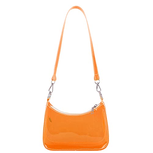 Vintage-Damen-Handtasche, einfarbig, transparent, for Achselhöhlen, Orange von AZURAOKEY