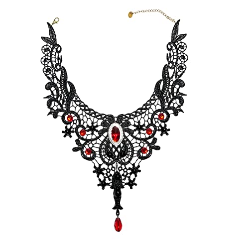 Aabellay Gothic Spitze Choker Halskette Damen Schwarz Spitze Kette Gotisch Kostüm Accessoires Retro Victorian Schmuck Collier Vintage Choker Lolita Kostüm Zubehör Halloween Spitze Halskette Set -Y432 von Aabellay